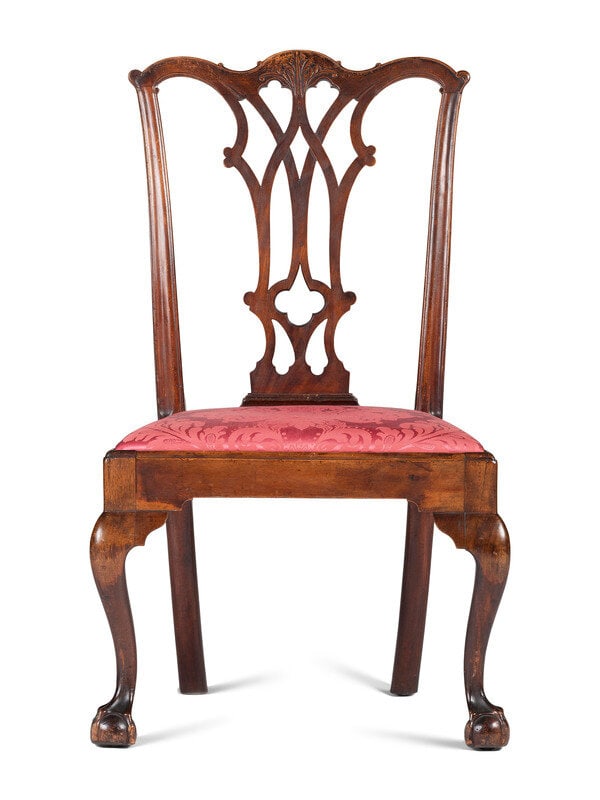 A Chippendale Carved and Figured Mahogany Claw-and-Ball Foot Side Chair - 2