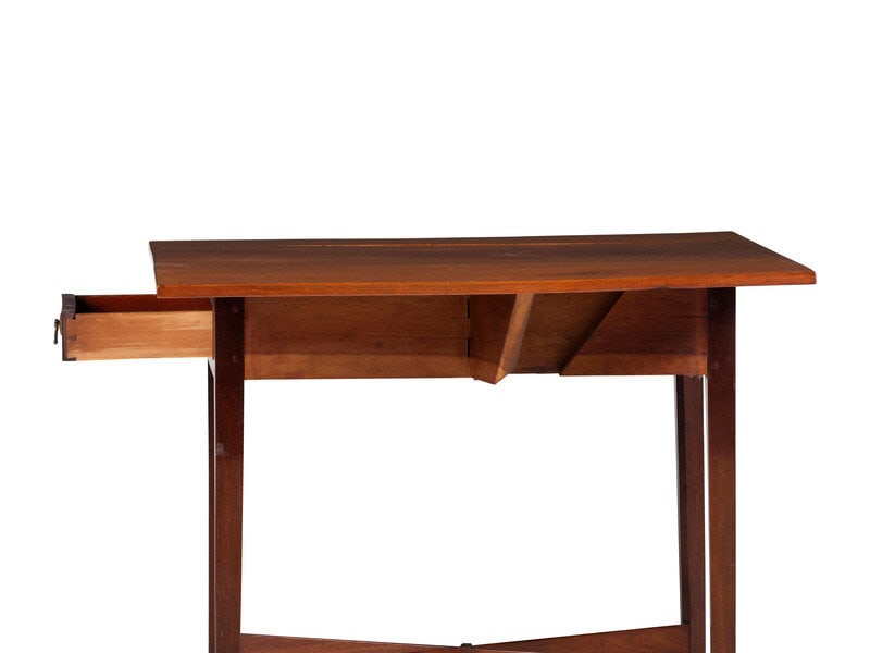 A Federal Cherrywood X-Form Stretcher Pembroke Table - 2