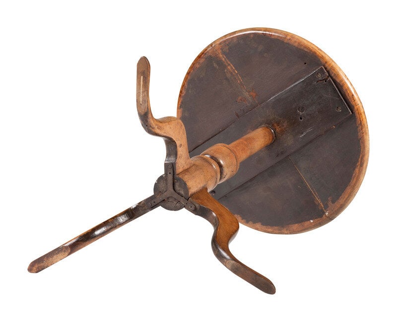 A Federal Tiger Maple and Cherrywood Candlestand - 2