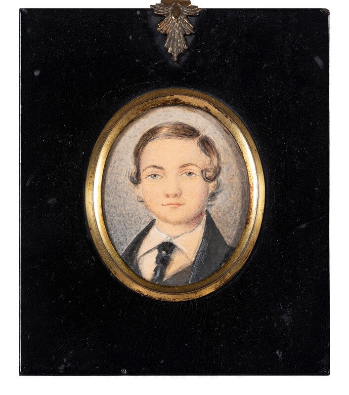 American School, Early 20th Century: American School, Early 20th Century Miniature Portrait of a Young Boywatercolor and pencil on paperunsigned2 x 1 1/2 inches. This lot is located in Cincinnati. ConditionFramed: 4 x 3 1/2 inches.