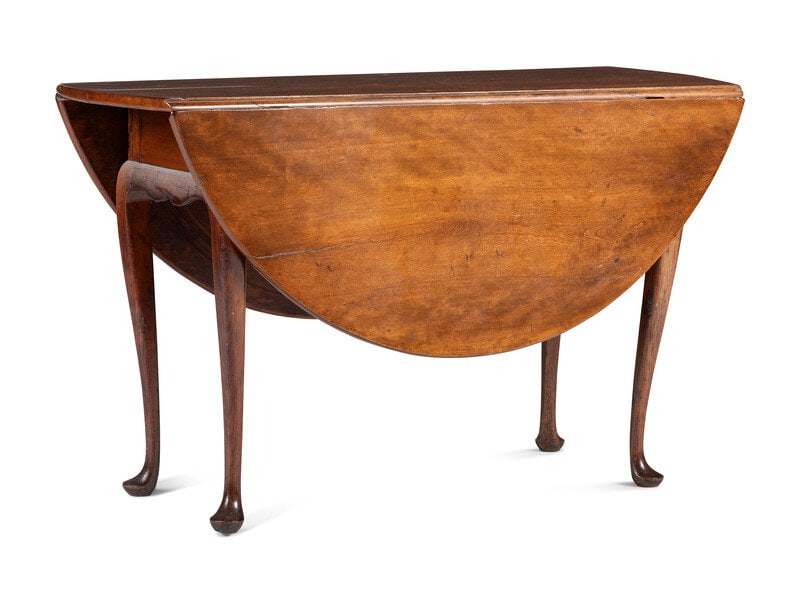 A Queen Anne Carved Cherrywood Drop-Leaf Pad-Foot Dining Table (1 of 3)