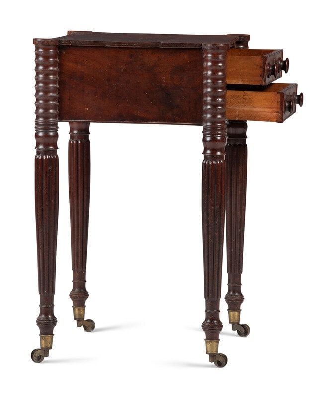 A Classical Carved and Figured Mahogany Two-Drawer Work Stand - 2