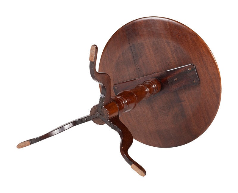 A Chippendale Turned Walnut Dished Tilt-Top Candlestand  - 2