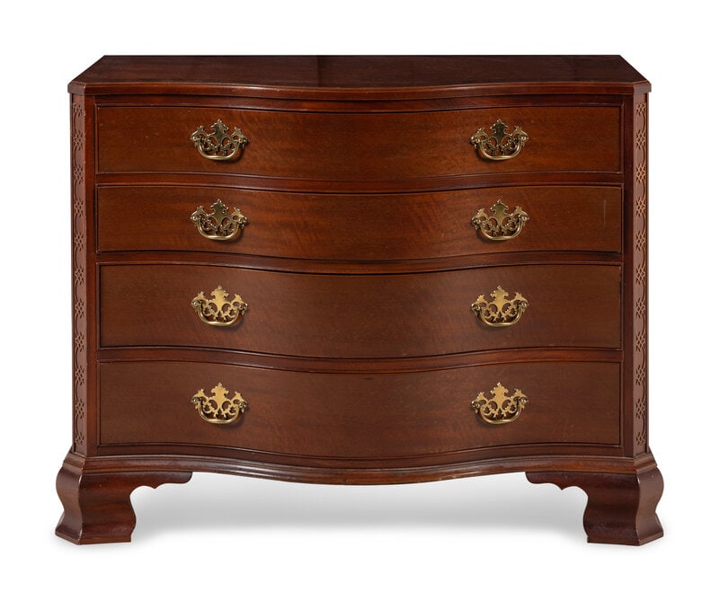 A Pair of George III Style Mahogany Serpentine-Front Chests of Drawers (1 of 2)