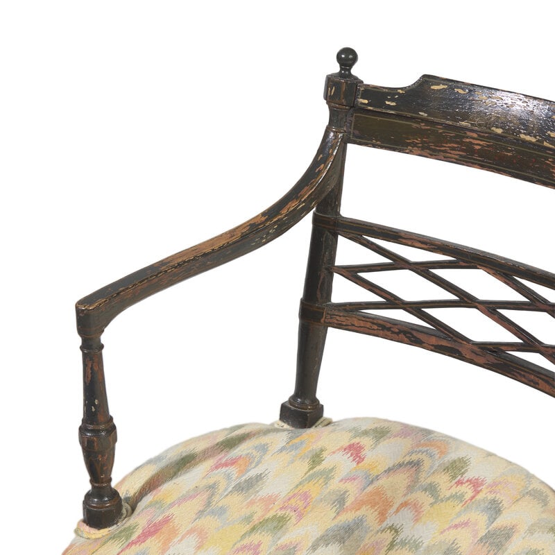 A Pair of Regency Ebonized and Grisaille-Decorated Armchairs - 5