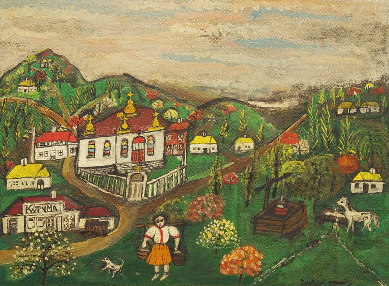 Zelig Tepper (American/Russian, 1877-1973) Village Scene: Zelig Tepper(American/Russian, 1877-1973)Village Sceneoil on boardsigned Zelig Tepper (lower right) 12 x 16 inches. This lot is located in Philadelphia. Size12 x 16 inches.ConditionFramed: 21 x 25 x