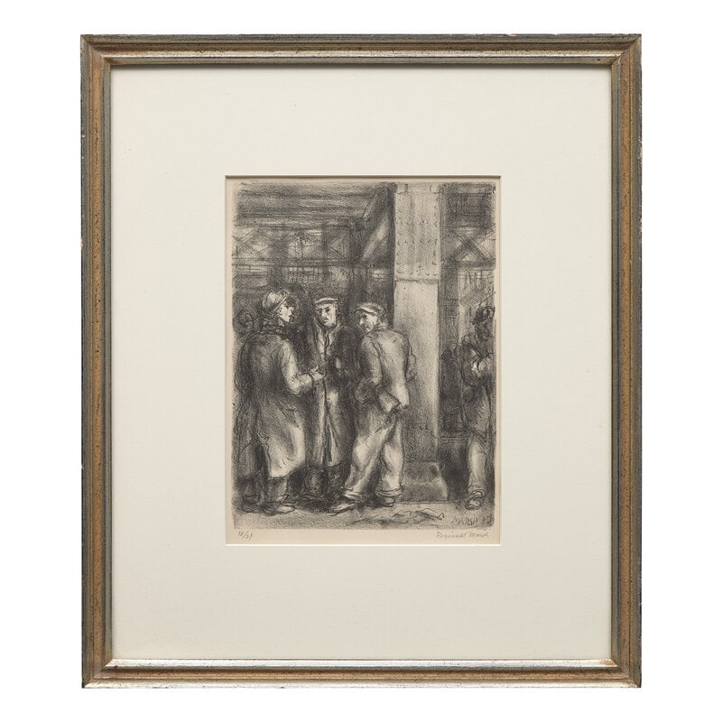 Reginald Marsh (American, 1898-1954) The Bowery - Upright, 1932: Reginald Marsh(American, 1898-1954)The Bowery - Upright, 1932lithograph on Chine appliquésigned and numbered 18/21 in pencil 9 x 6 3/4 inches. This lot is located in Philadelphia. Size9 x 6
