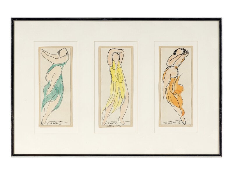 Abraham Walkowitz (American, 1878-1965) Three Studies of Isadora Duncan - 2