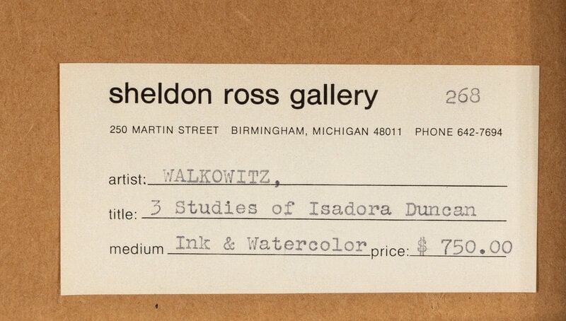 Abraham Walkowitz (American, 1878-1965) Three Studies of Isadora Duncan - 7