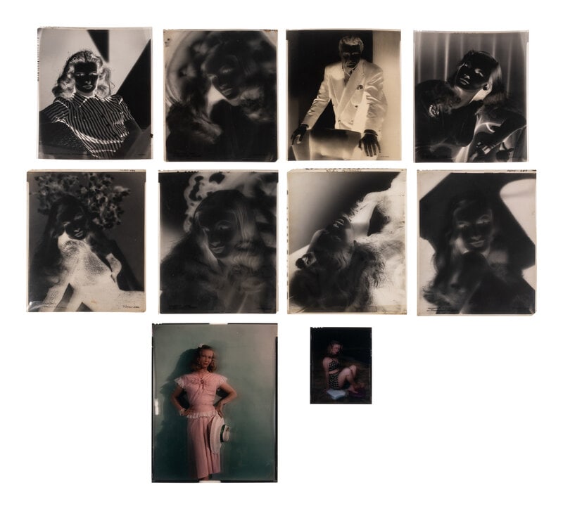 [HOLLYWOOD PHOTOGRAPHY]. A group of 17 photographic portrait negatives and transparencies of Veronic: [HOLLYWOOD PHOTOGRAPHY]. A group of 17 photographic portrait negatives and transparencies of Veronica Lake. c. 1940. 8 x 10 in. Black-and-white negatives and color transparencies of American