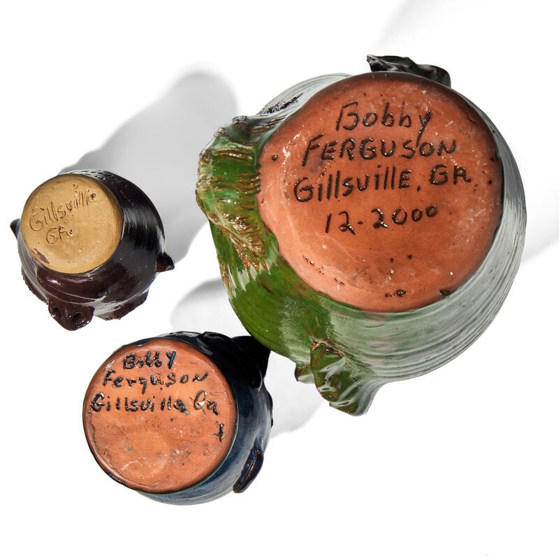 Bobby Ferguson and Stanley Ferguson, Three Glazed Stoneware Face Jugs - 3