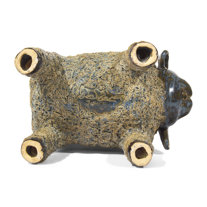 Lin Craven (1946-2011), A Glazed Stoneware Stacked Animal Group: Sheep, Pig, and Rooster - 4