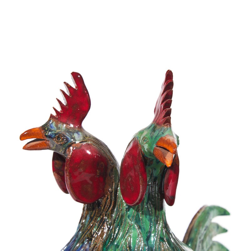 Charlie West, A Glazed Stoneware Work: Two Headed Rooster - 3