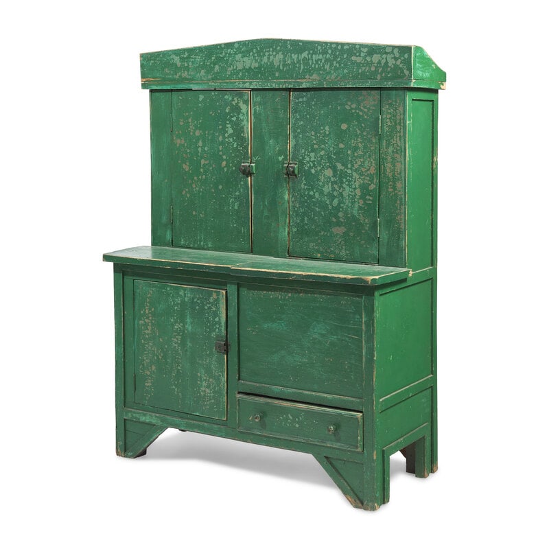 A Green-Painted Stepback Cupboard - 3