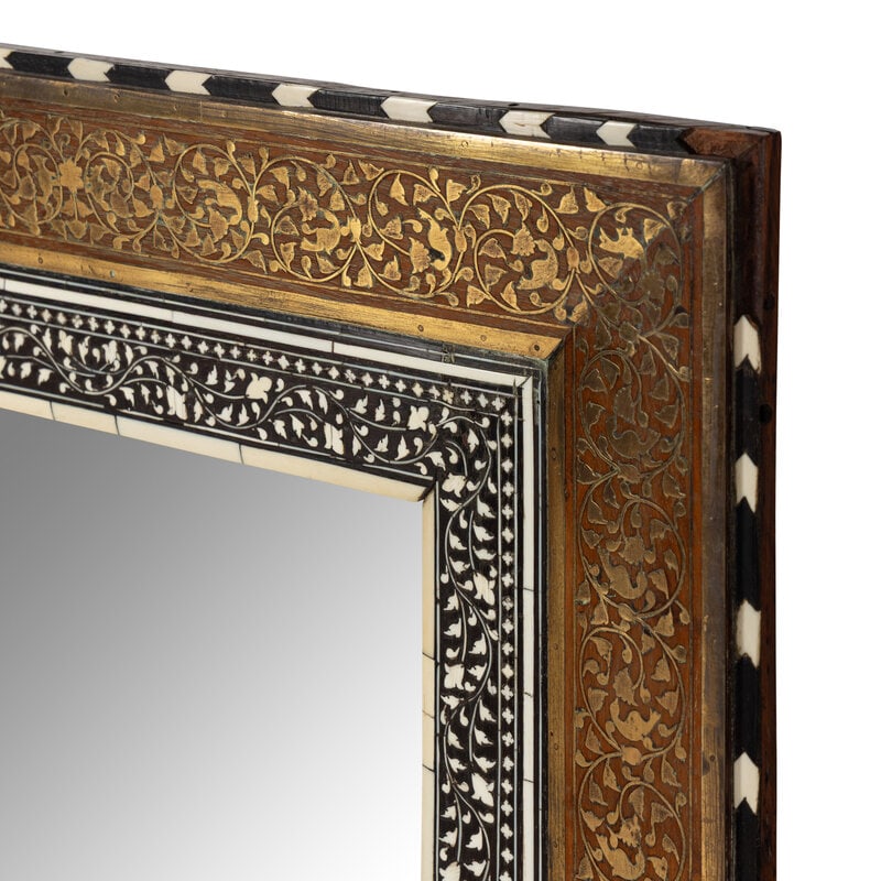 An Anglo-Indian Cut Brass and Bone Inlaid Hardwood Mirror - 2