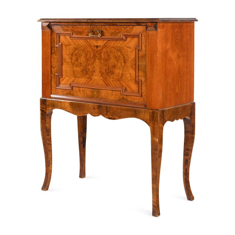 A Continental Carved and Figured Walnut Bureau - 2