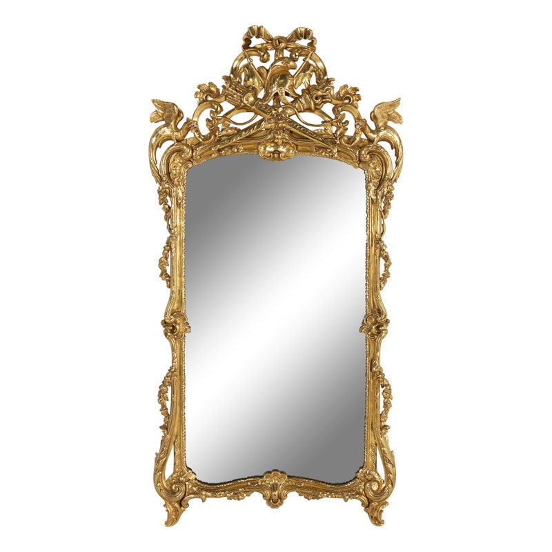 A Giltwood Louis XVI Style Mirror: A Giltwood Louis XVI Style Mirror 54 x 27 inches. Property of a California Collector This lot is located in Chicago.
