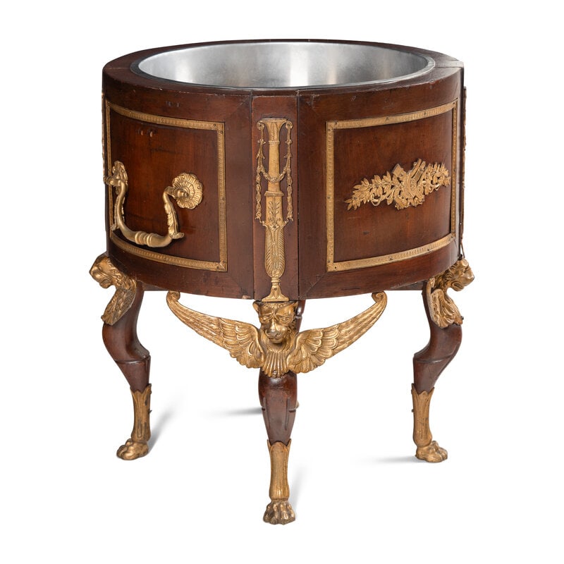 An Empire Style Gilt-Bronze Mounted Mahogany Jardinière  - 2