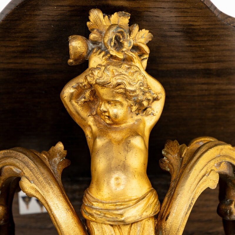 A Pair of French Gilt Bronze and Hardwood Wall Brackets - 2