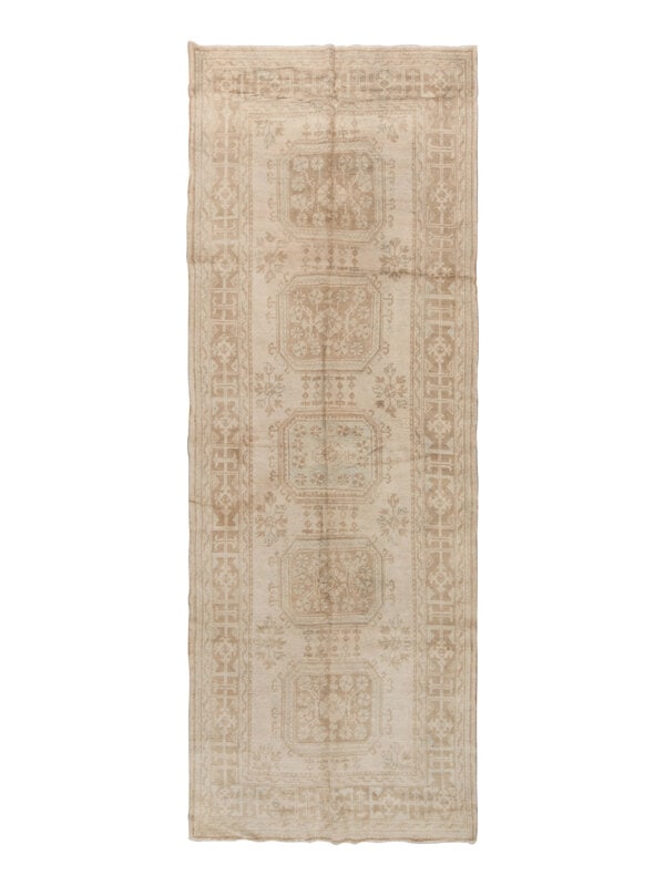 An Oushak Runner: An Oushak Runner 12 feet x 4 feet 9 inches. Property from a Private Family Trust This lot is located in Chicago. ConditionChemically washed to neutralize the original colors. Presentable and ready