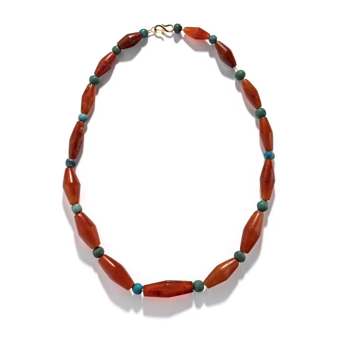 A Near Eastern Carnelian and Faience Bead Necklace (1 of 2)