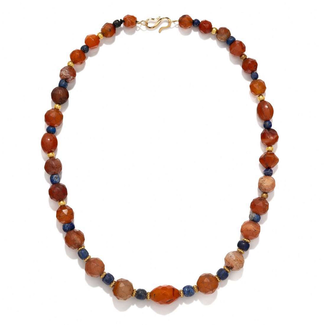 A Sasanian Carnelian, Lapis Lazuli, and Gold Bead Necklace (1 of 2)