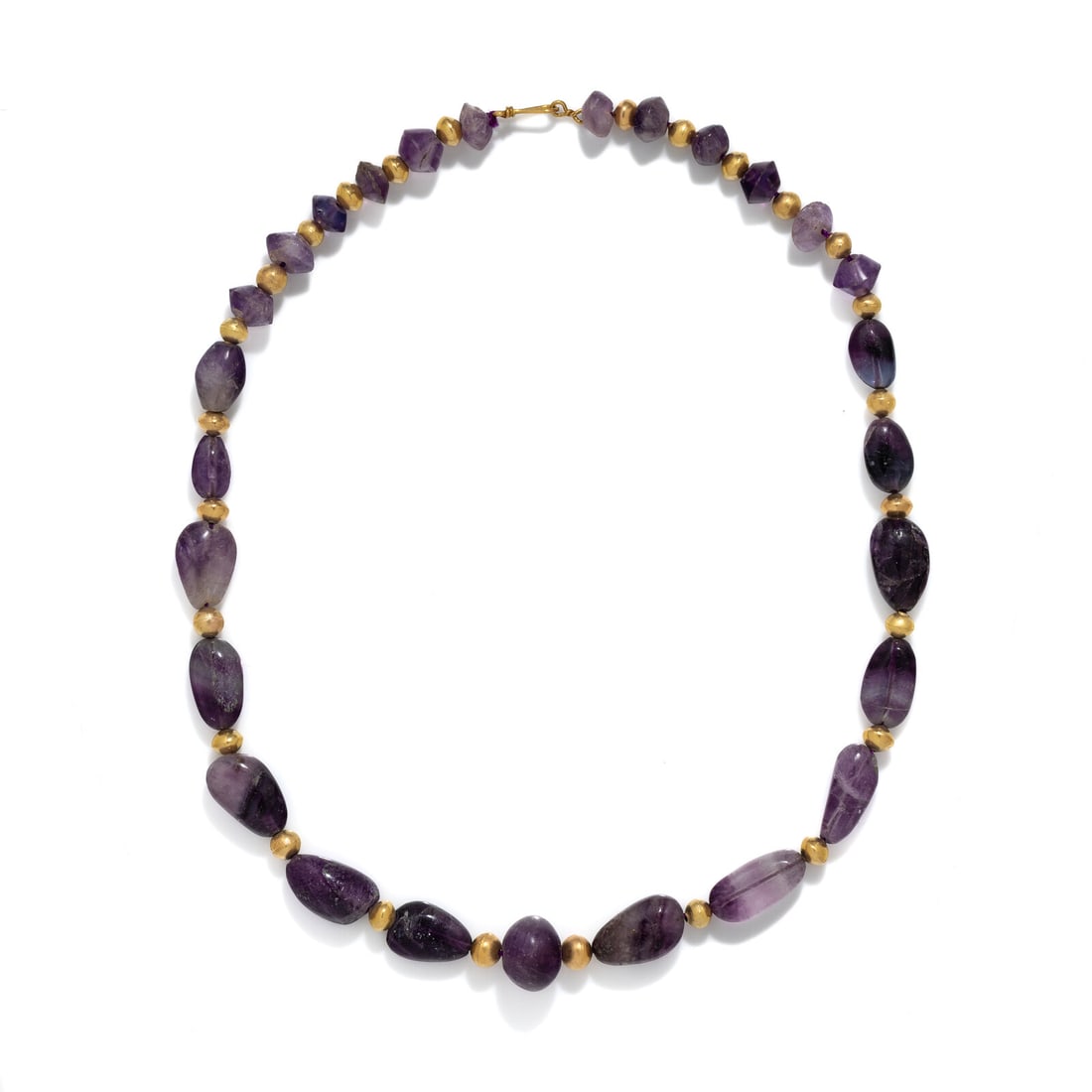 A Greek Gold and Amethyst Bead Necklace (1 of 2)