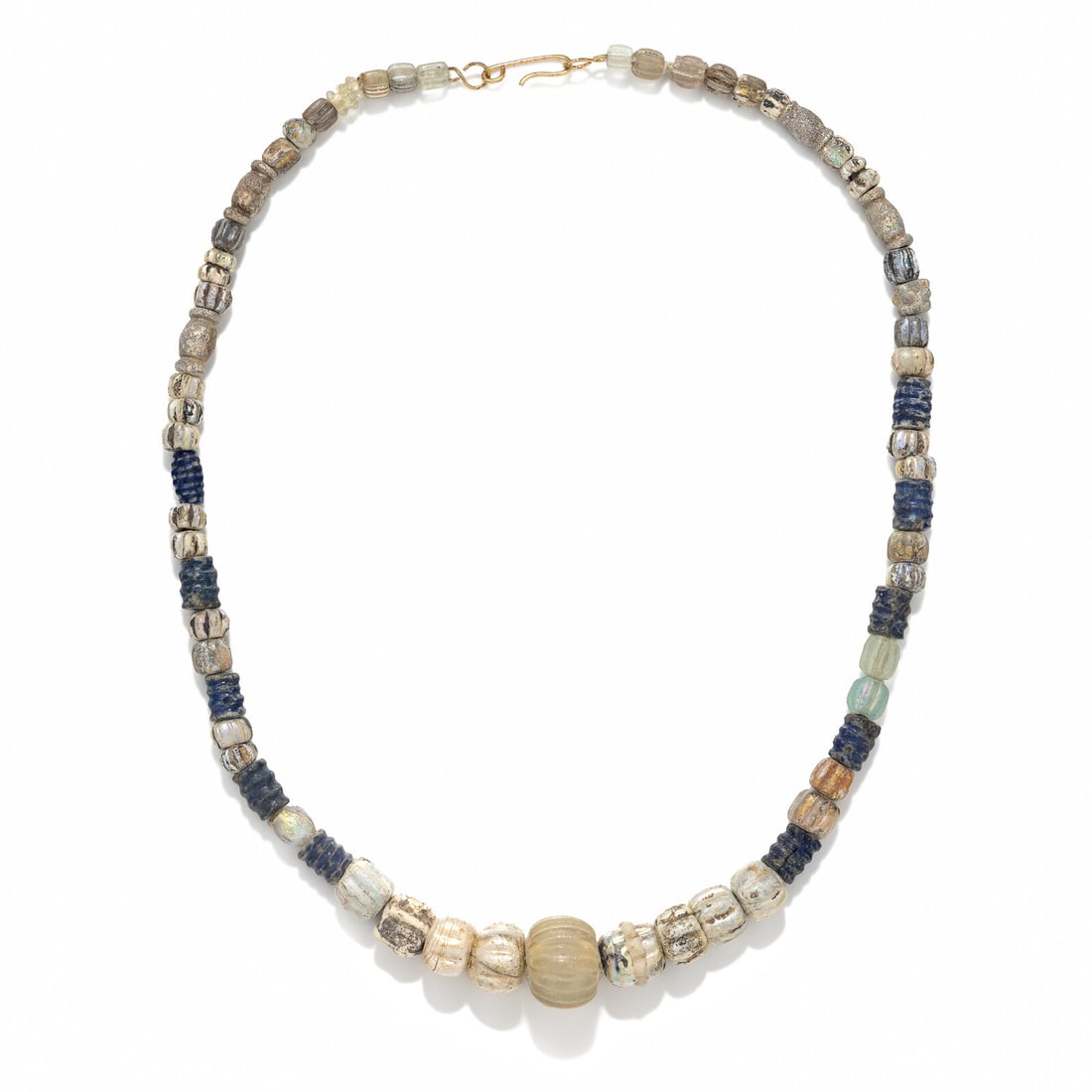 A Roman Glass Bead Necklace: A Roman Glass Bead Necklace Circa 1st Century A.D. Length 46.5 cm (18 1/4 inches). Property from a Private Brooklyn Collection Provenance: Kay Serhal (1930-2023), New York, acquired in the mid 1950s-l