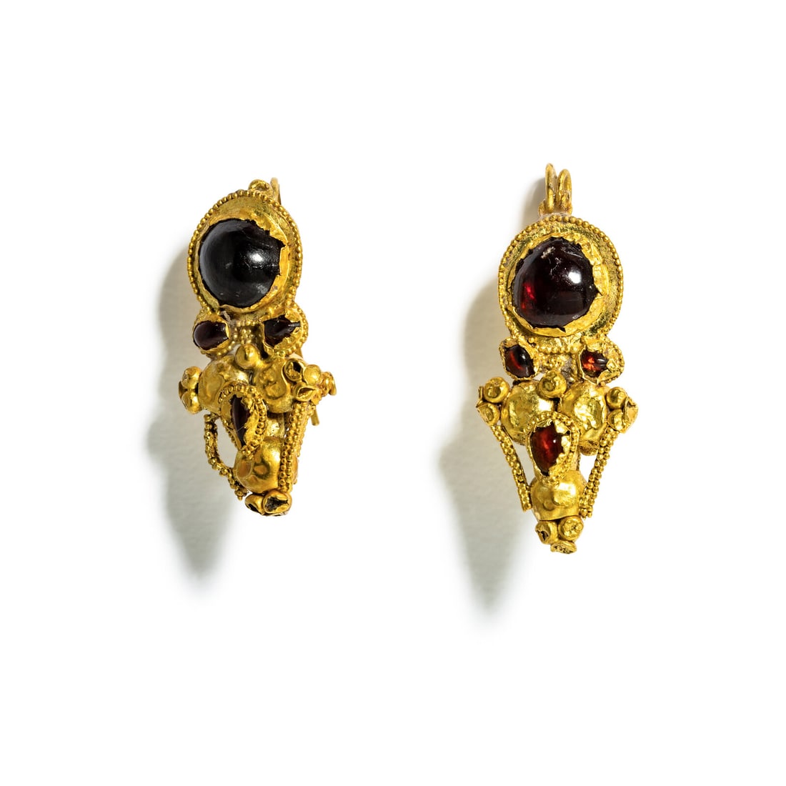 A Pair of Eastern Roman Gold and Garnet Earrings (1 of 2)