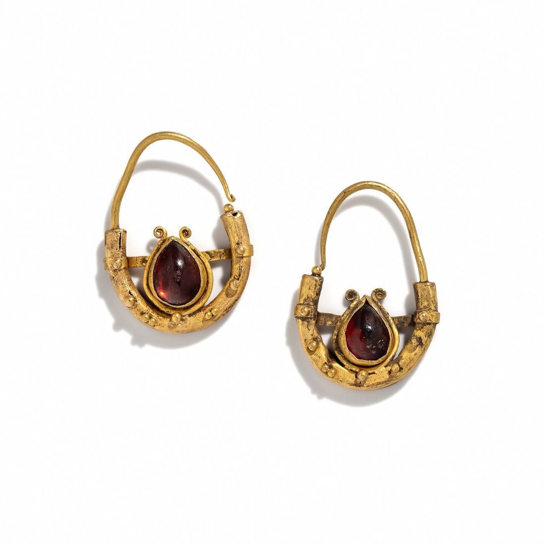 A Pair of Roman Gold and Garnet Earrings (1 of 2)