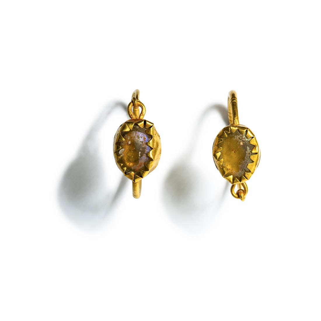 A Pair of Late Roman Gold and Glass Earrings (1 of 2)