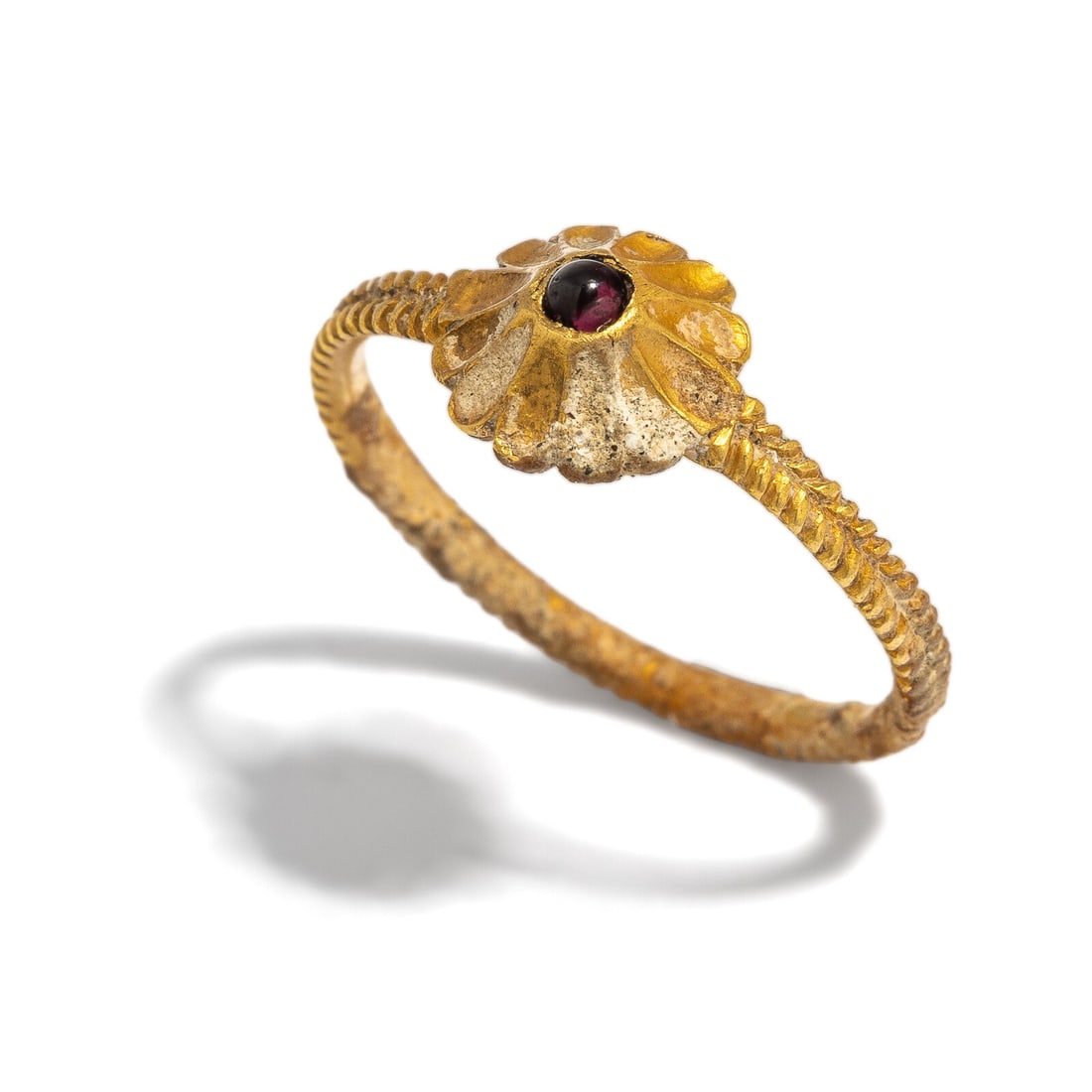 A Greek Gold and Garnet Finger Ring (1 of 3)