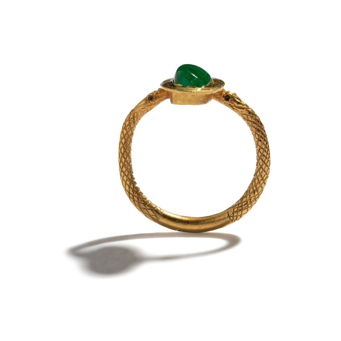 A Hellenistic Gold and Emerald Snake Ring - 4