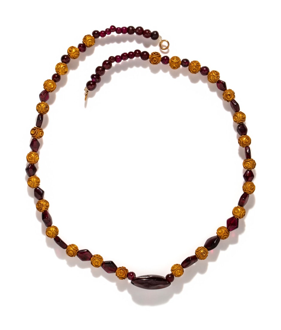 An Islamic Gold and Garnet Bead Necklace (1 of 2)