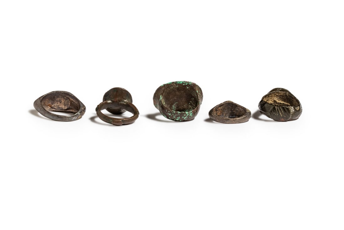 Five Bronze Finger Rings - 4