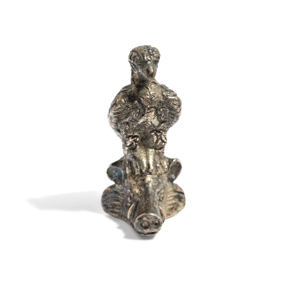 A Silver Eagle Perched on a Boar's Head - 3