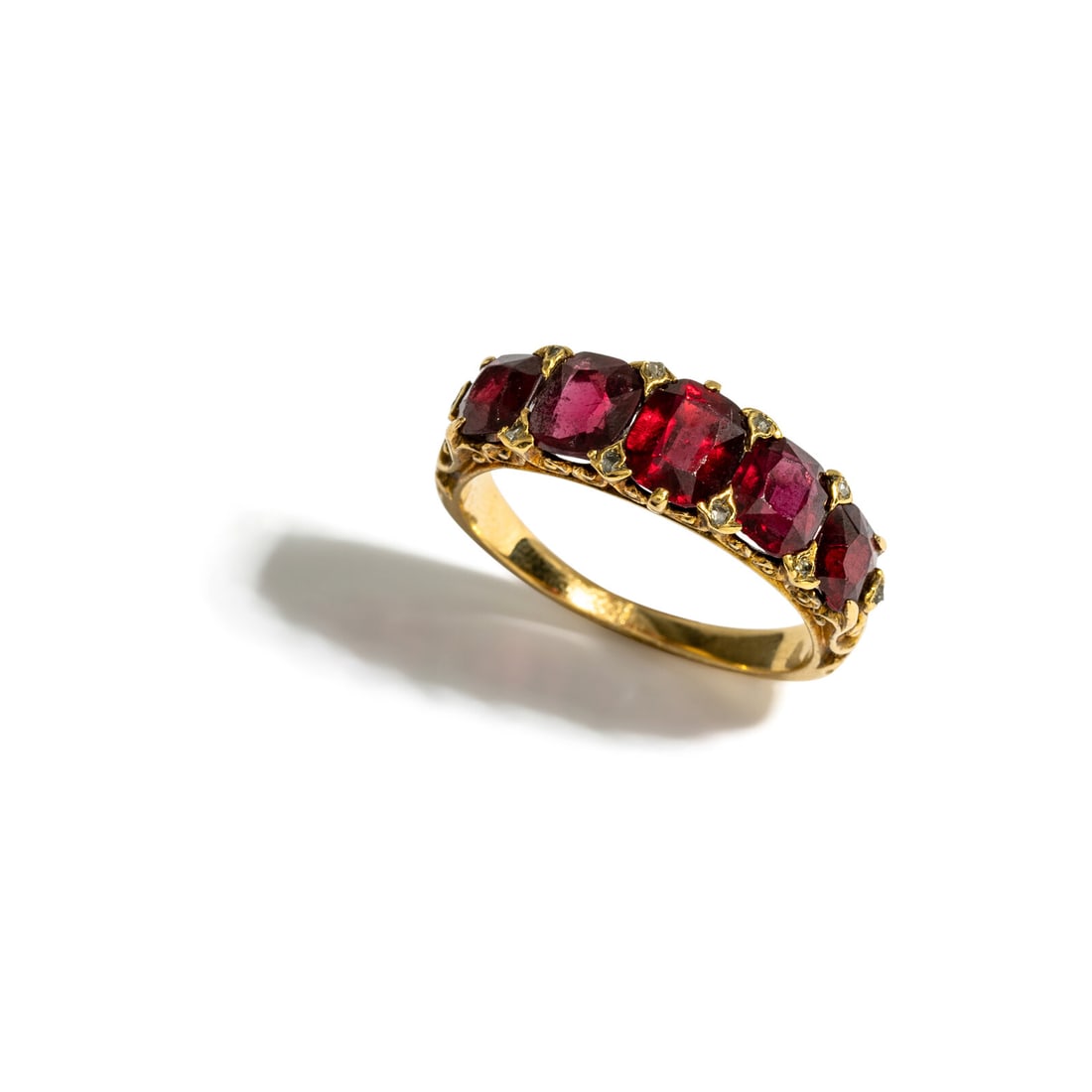 ANTIQUE, GARNET, DIAMOND, AND YELLOW GOLD RING (1 of 6)