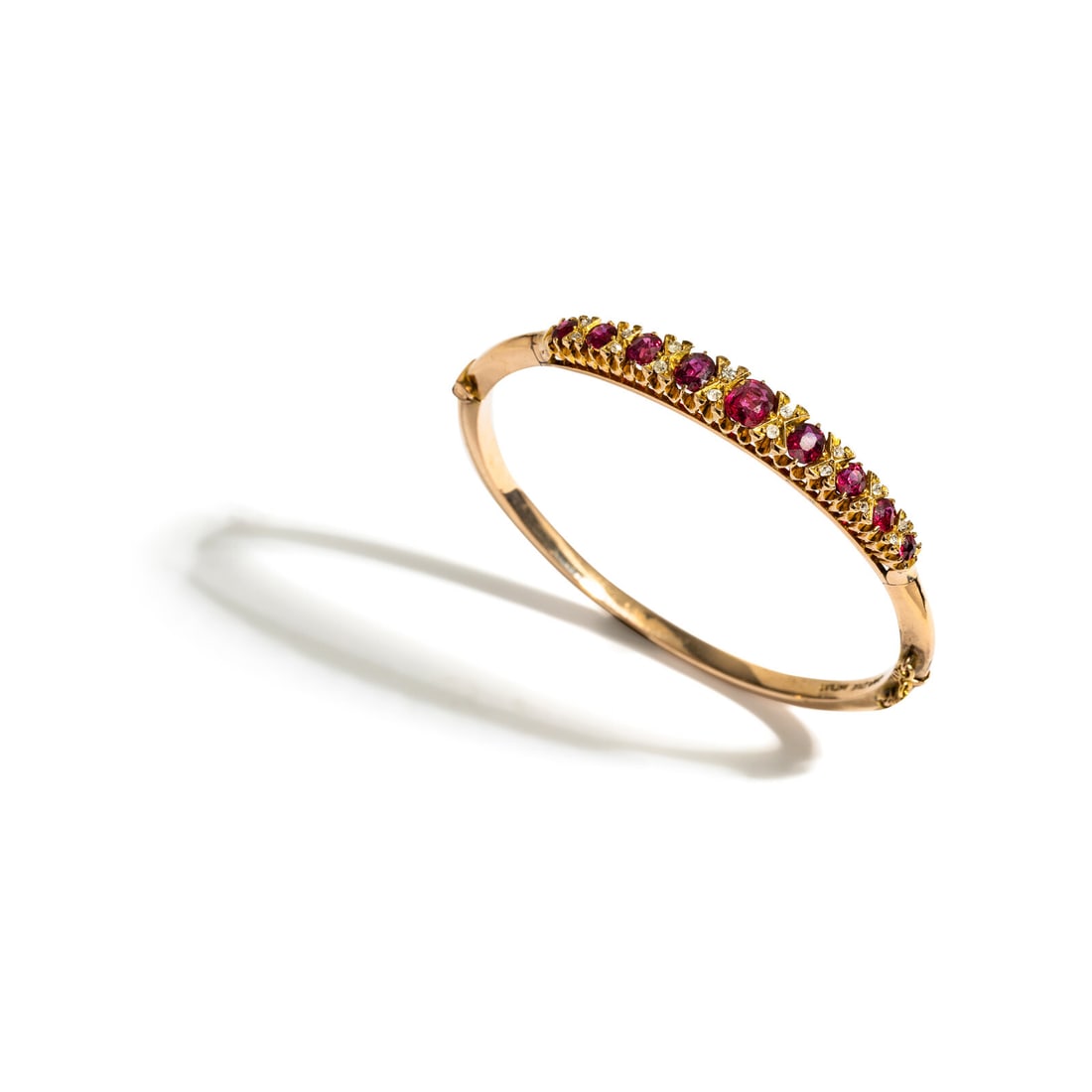 ANTIQUE, RUBY AND DIAMOND BANGLE BRACELET (1 of 3)