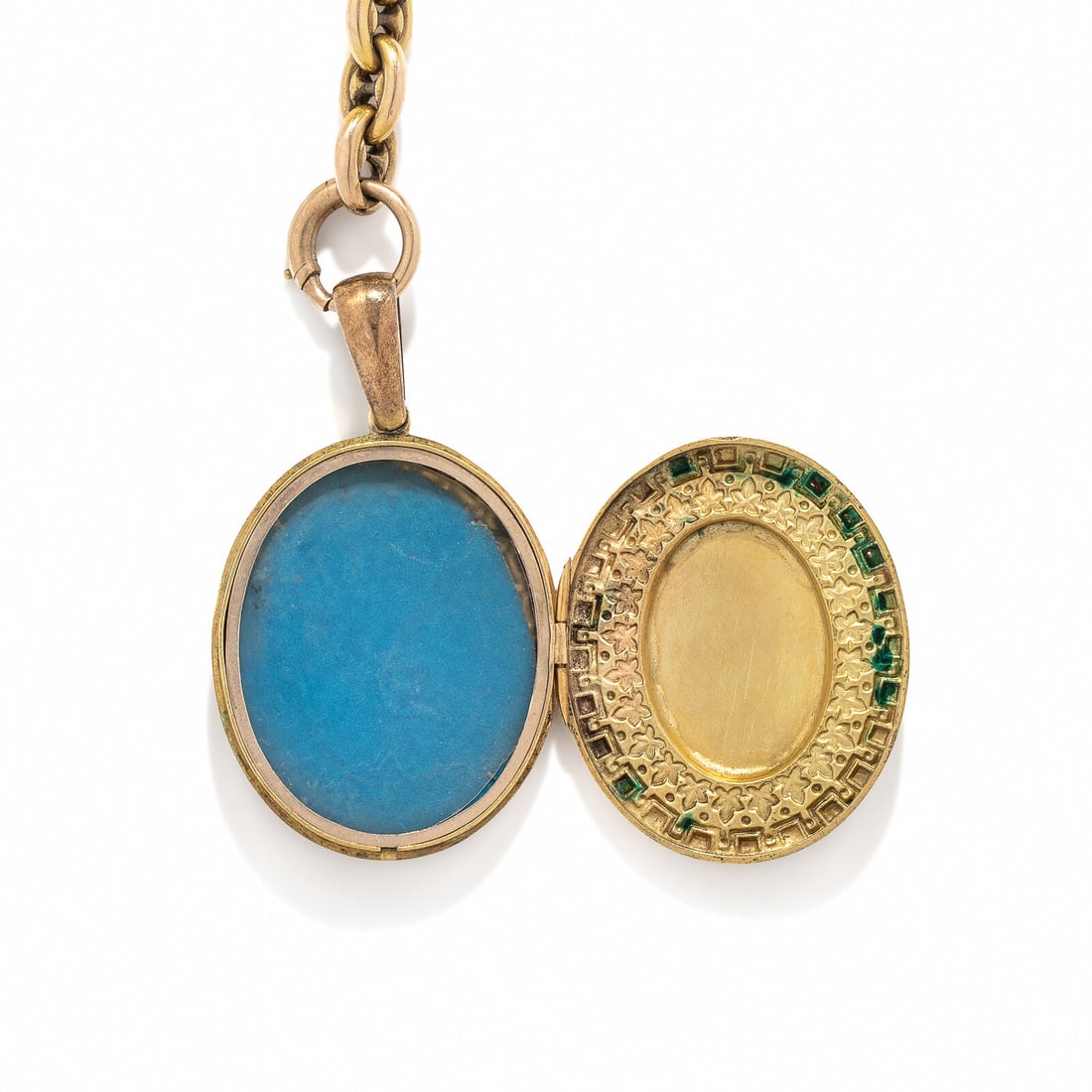 ANTIQUE, YELLOW GOLD LOCKET AND CHAIN - 4