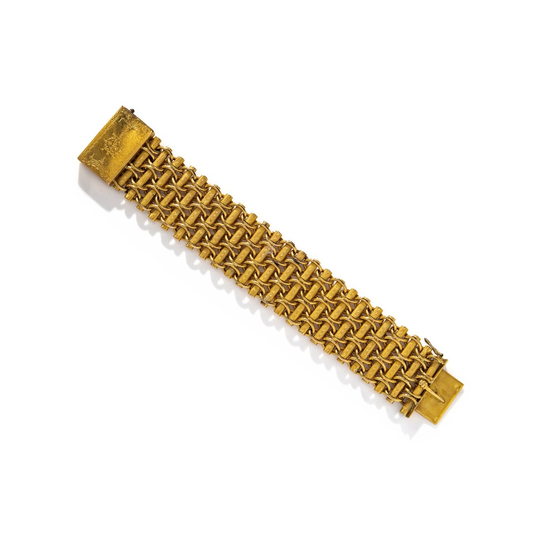 AUSTRO-HUNGARIAN, WIDE LINK YELLOW GOLD BRACELET (1 of 3)