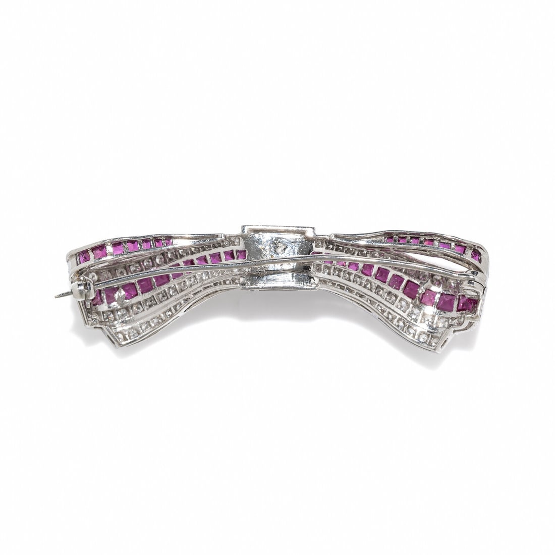 RUBY AND DIAMOND BOW BROOCH - 2