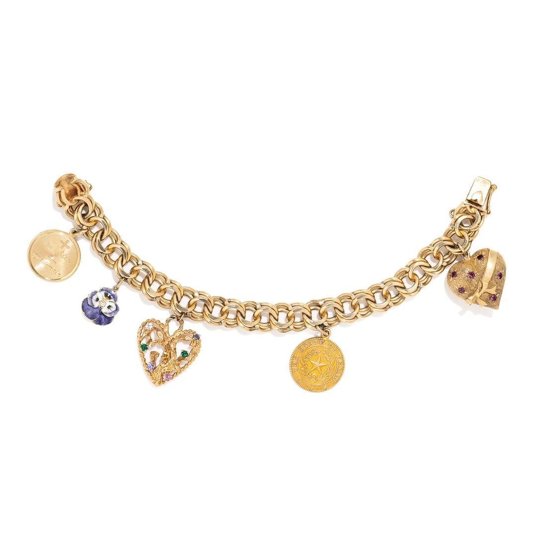 YELLOW GOLD AND MULTIGEM CHARM BRACELET (1 of 3)