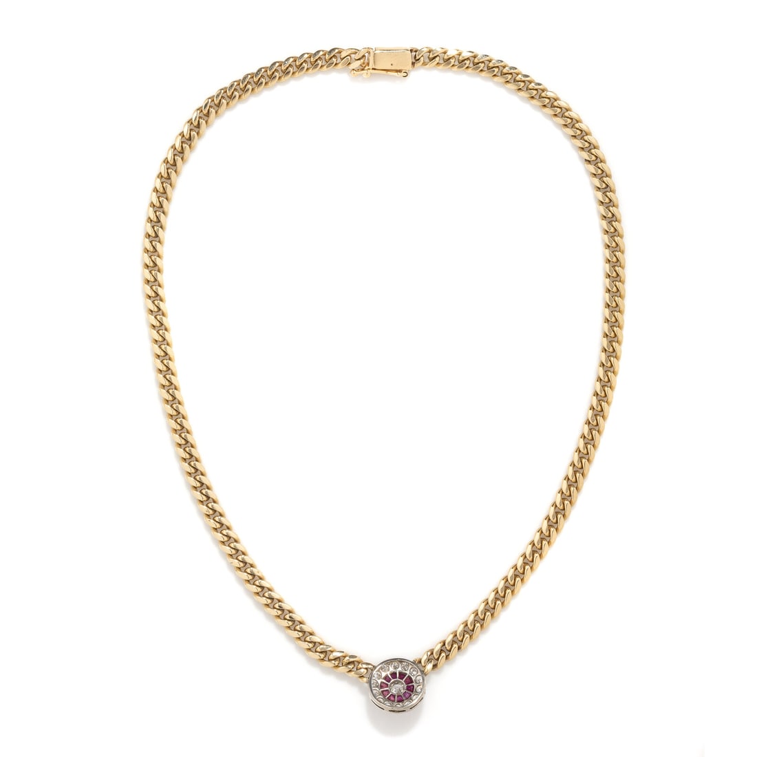 DIAMOND AND SYNTHETIC RUBY NECKLACE - 2