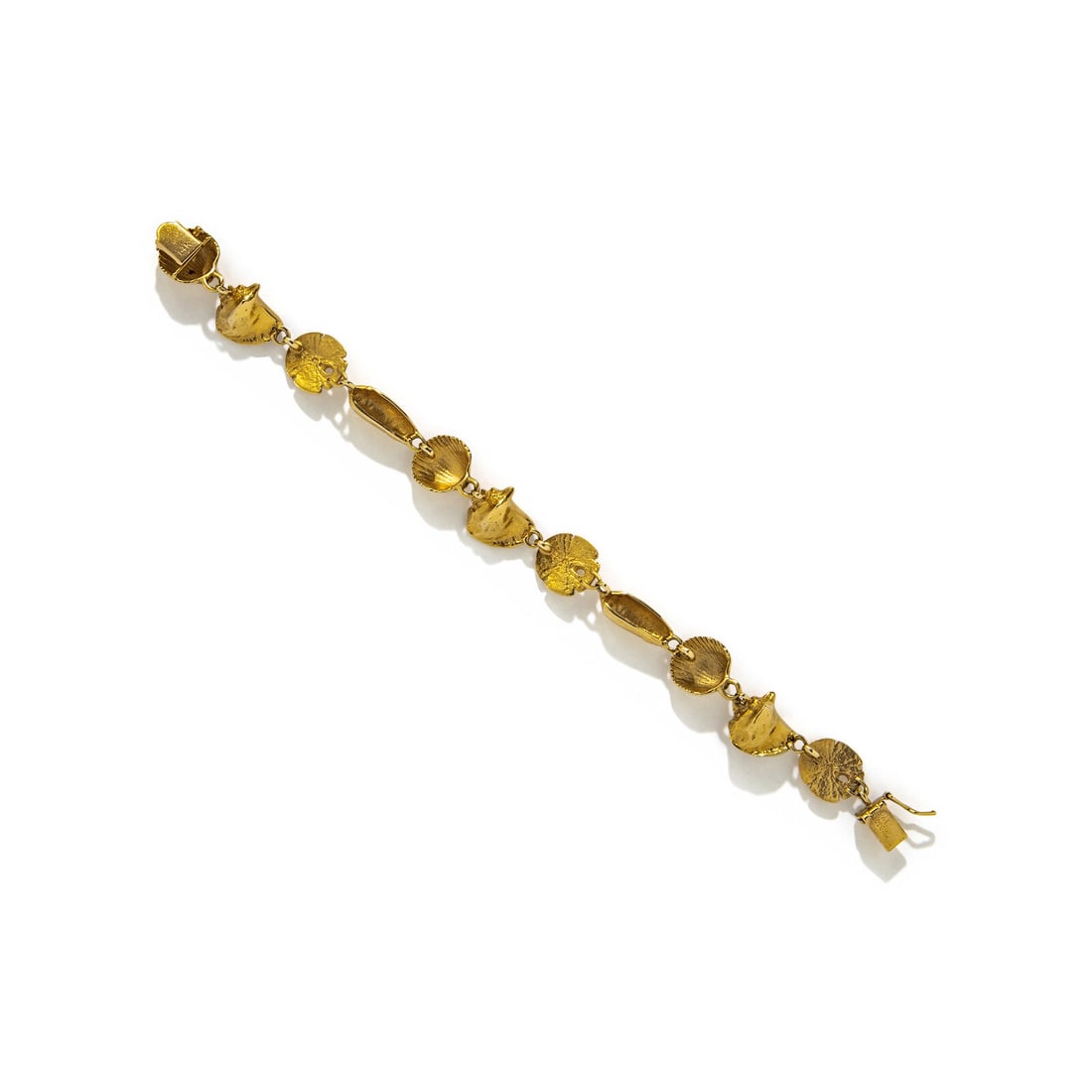 YELLOW GOLD SHELL LINK BRACELET - 2