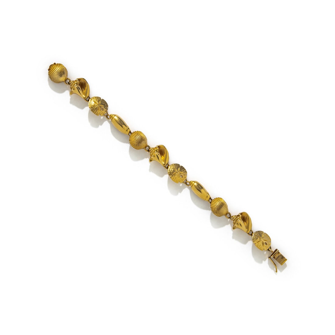 YELLOW GOLD SHELL LINK BRACELET - 3