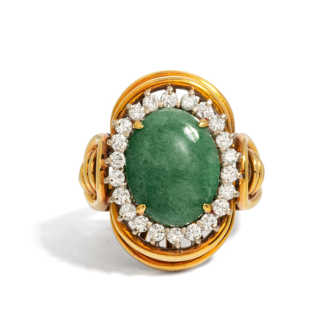 JADE AND DIAMOND RING - 2