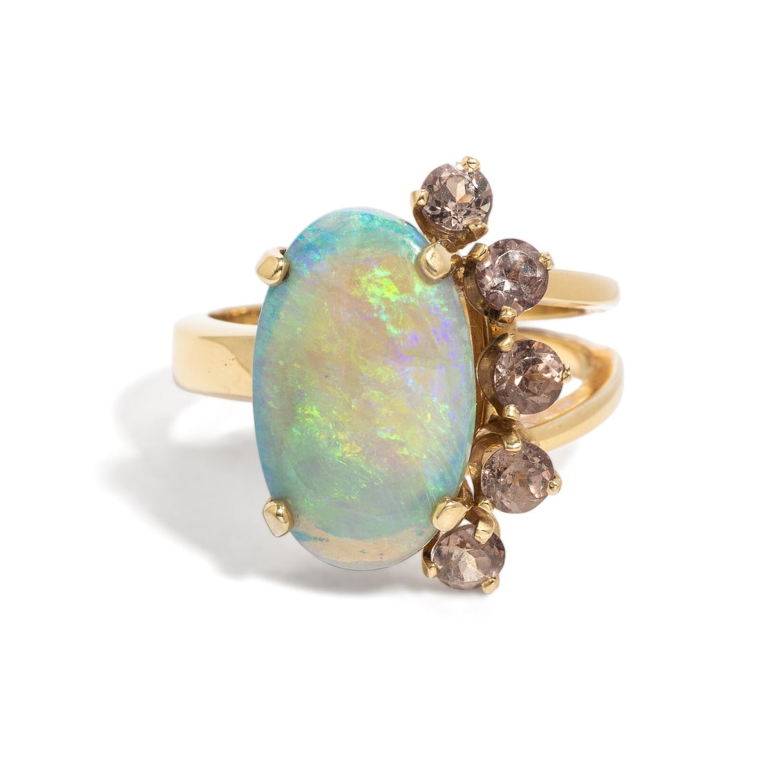 OPAL, GARNET, AND YELLOW GOLD RING - 3