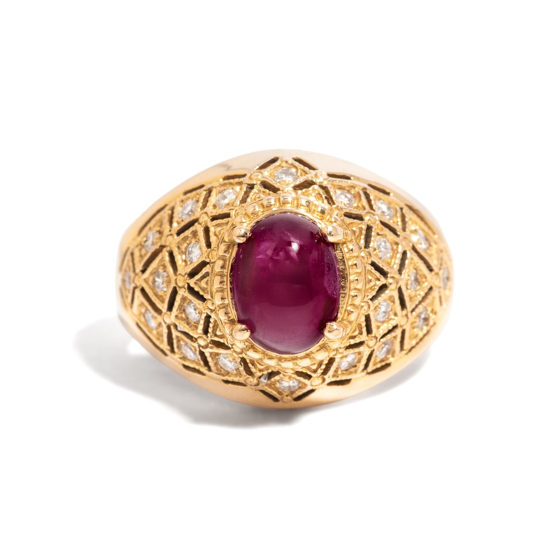 RUBY AND YELLOW GOLD RING - 2