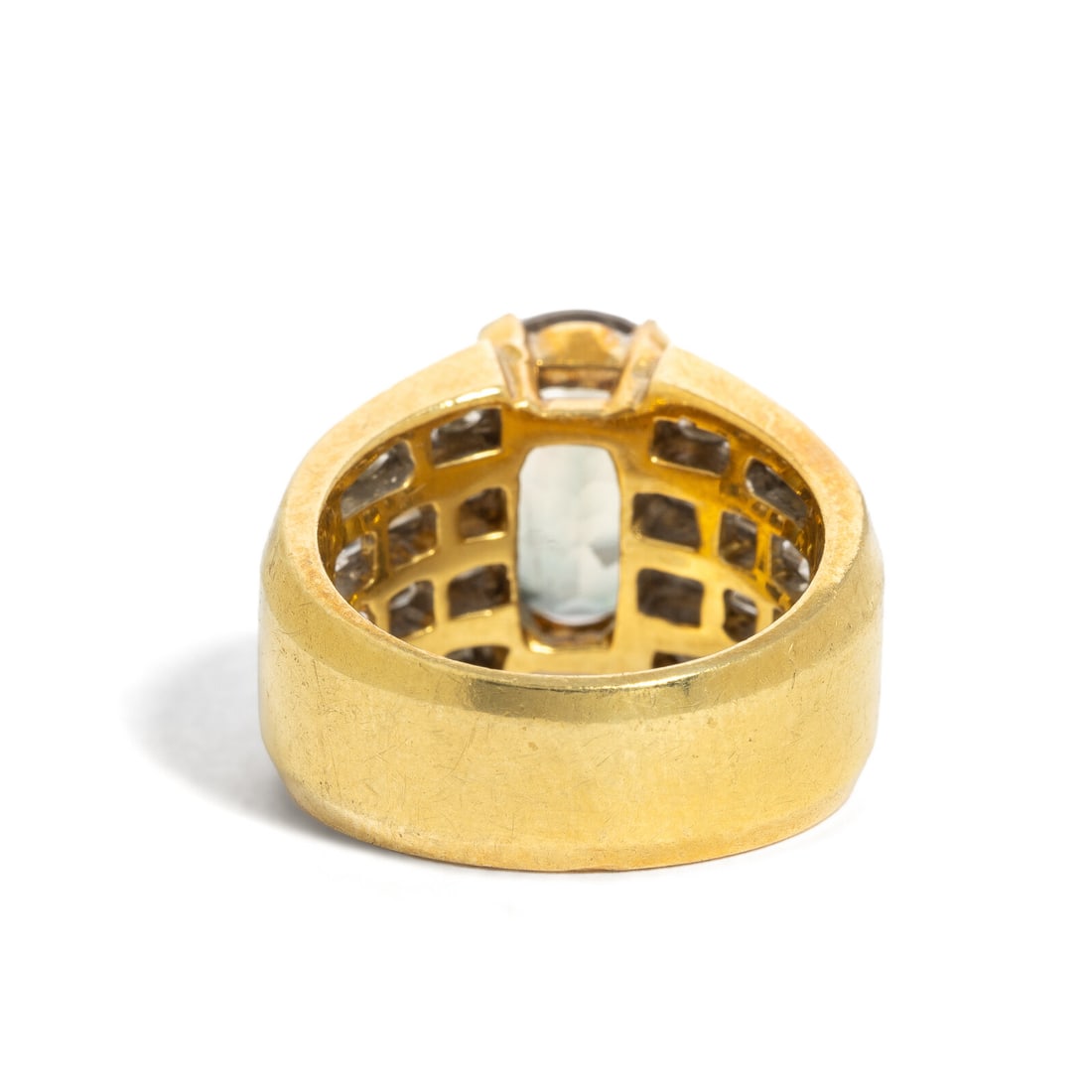 LABRADORITE FELDSPAR AND DIAMOND RING - 3