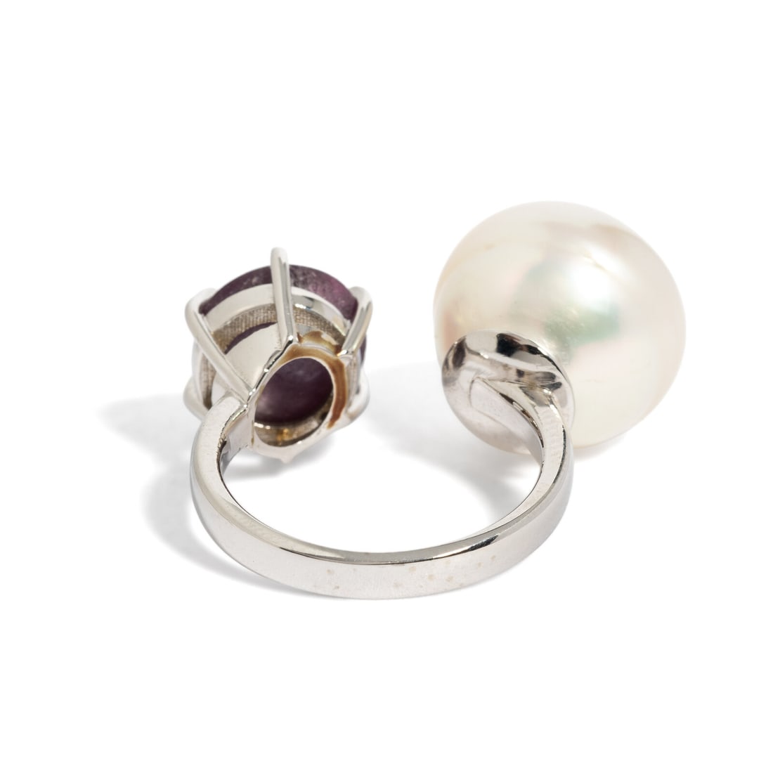 STAR RUBY AND CULTURED PEARL RING - 3